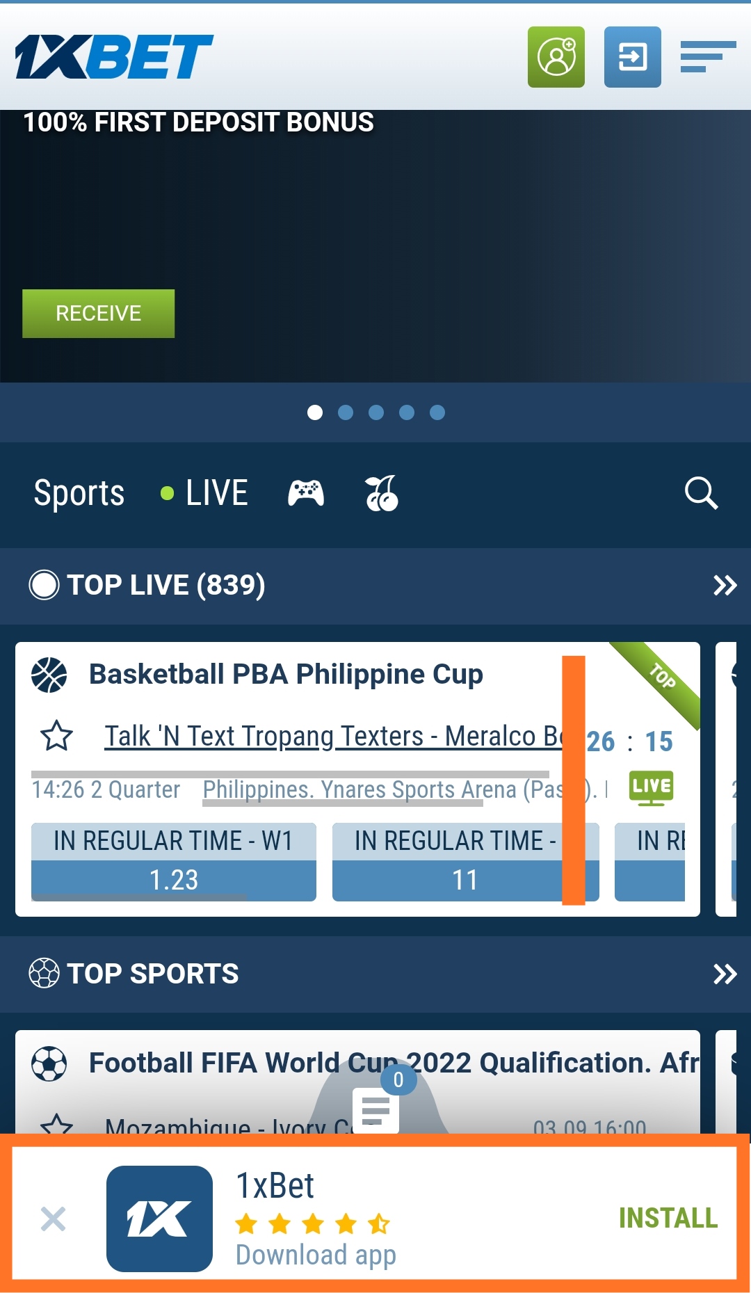 1xbet app